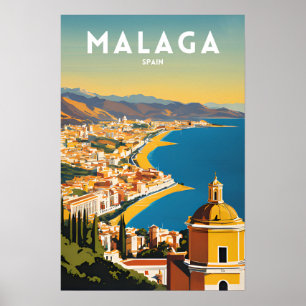 Malaga Spanien Vintage Poster