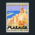 Malaga Spanien Vintage Postkarte<br><div class="desc">Malaga Spanien Jahrgang Reise Postkarte</div>