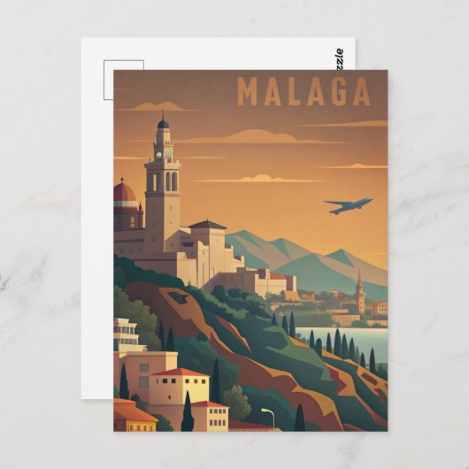 Malaga Spanien Vintage Postkarte (Vorne/Hinten)