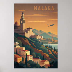 Malaga Spanien Vintage-Reise Poster