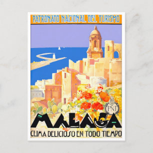 Malaga Spanien Vintage-Reise Postkarte