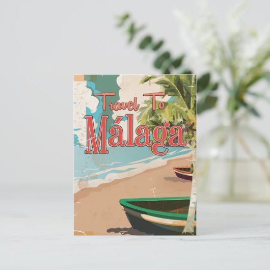 Málaga, Spanien Vintages Ferienplakat Postkarte (Stehend Vorderseite)