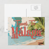 Málaga, Spanien Vintages Ferienplakat Postkarte (Vorne/Hinten)
