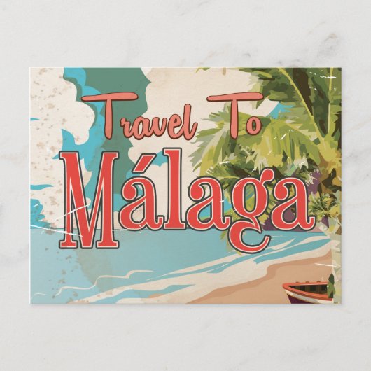 Málaga, Spanien Vintages Ferienplakat Postkarte (Vorderseite)