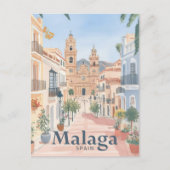 Malaga Spanien Wasserfarbenmalerei Postkarte (Vorderseite)