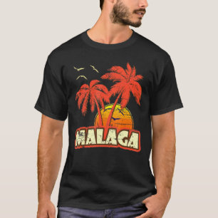 Malaga Summer Palm Trees 80er Beach Sunset T-Shirt