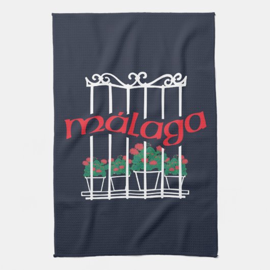 Malaga, window with flowers geschirrtuch (Vertikal)