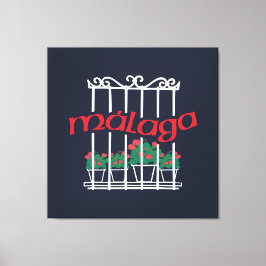 Malaga, window with flowers leinwanddruck