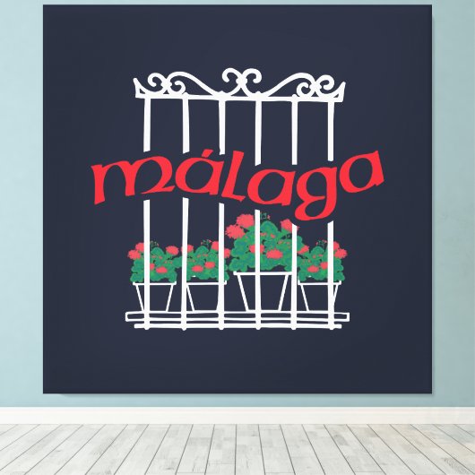 Malaga, window with flowers leinwanddruck (Insitu (Holzboden))