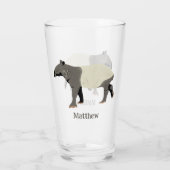 Malaien-Tapir Illustriert Personalisiert Glas (Rückseite)
