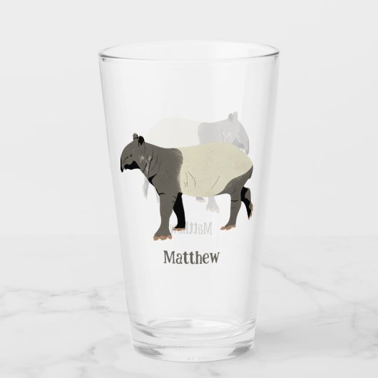 Malaien-Tapir Illustriert Personalisiert Glas (Vorderseite)