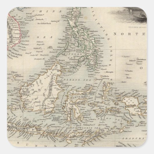 Malaiische Archipel oder Ost-Indische Inseln Quadratischer Aufkleber (Vorderseite)