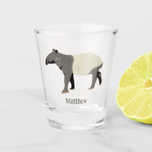 Malaiischer oder Asiatischer Tapir Illustriert Per Schnapsglas (Vorderseite)