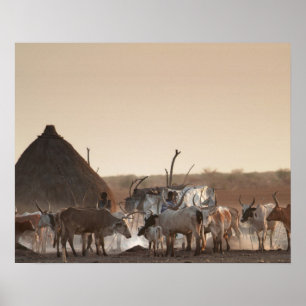 Malakal, Dorf der Volksgruppe Dinka Poster