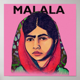 Malala Yousafzai, inspirierende feministische Kuns Poster