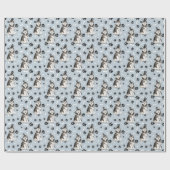 Malamute Dog Paw Print Pattern auf Silver Blue Geschenkpapier (Flach)
