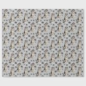 Malamute Dog Paw Print Pattern auf Silver Grau Geschenkpapier (Flach)