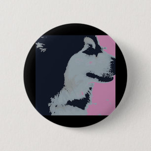 Malamute Dog Pop Art Button