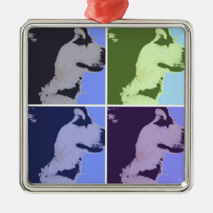 Malamute Dog Pop Art Ornament Aus Metall