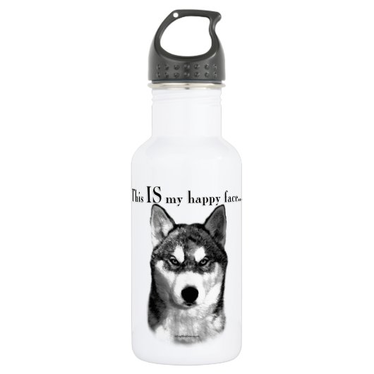 Malamute Happy Face Edelstahlflasche (Vorderseite)