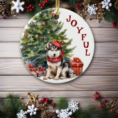 Malamute Hund in Scarf und Hat Weihnachten Keramik Ornament