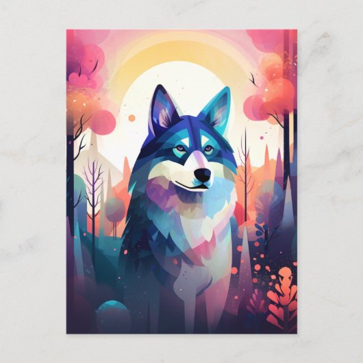 Malamute Husky Moderne Abstrakte Dog Malerei Kunst Postkarte (Vorderseite)