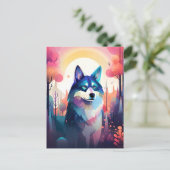 Malamute Husky Moderne Abstrakte Dog Malerei Kunst Postkarte (Stehend Vorderseite)