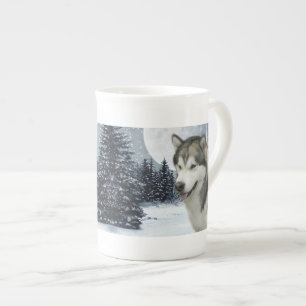 Malamute-Knochen-China-Tasse Porzellantasse