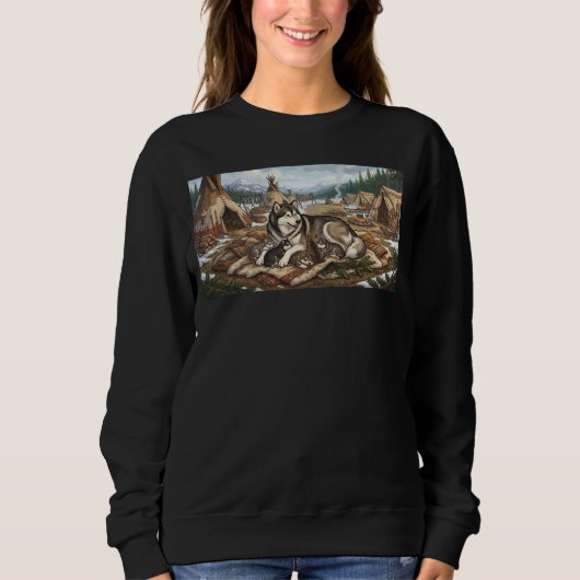 Malamute-Mutter Version 1  Sweatshirt (Vorderseite)