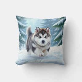 Malamute Pup in the Snow Kissen