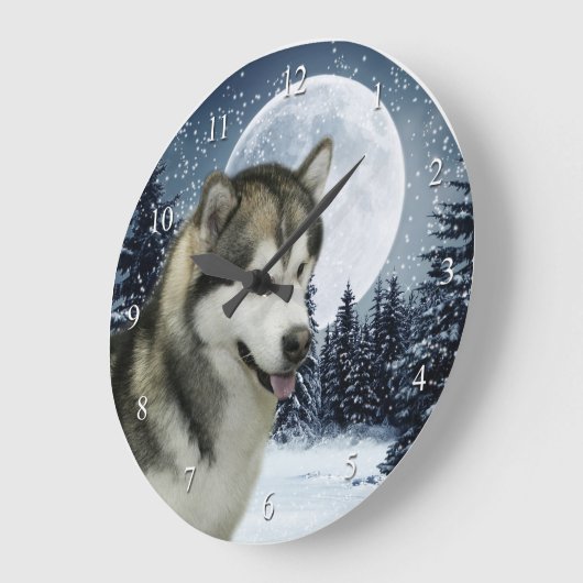 Malamute-Uhr Große Wanduhr (Winkel)