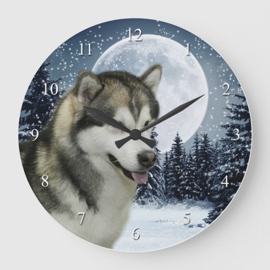Malamute-Uhr Große Wanduhr (Vorderseite)