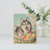 Malamute Vintag Ostern Postkarte (Stehend Vorderseite)