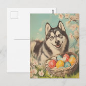 Malamute Vintag Ostern Postkarte (Vorne/Hinten)