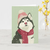 Malamute-Weihnachtsgruß Karte (Gelbe Blume)
