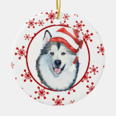 Malamute Weihnachtsmannmütze Snowflake Keramik Orn Ornament (Vorne)