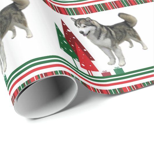 Malamute-WeihnachtsPackpapier Geschenkpapier (Rolleneckpunkt)