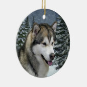 Malamute-Weihnachtsverzierung Keramikornament (Rechts)