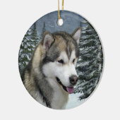 Malamute-Weihnachtsverzierung Keramikornament (Links)