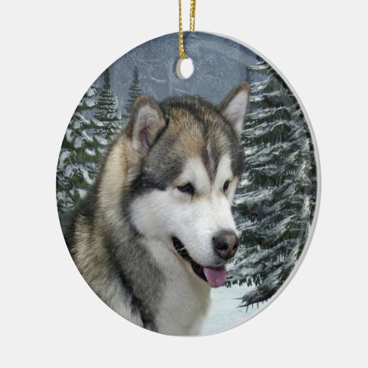 Malamute-Weihnachtsverzierung Keramikornament (Links)