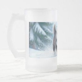 Malamute-Welpe im Schnee Mattglas Bierglas