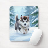Malamute-Welpe im Schnee Mousepad (Mit Mouse)