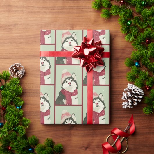 Malamute Winter Pattern Geschenkpapier (Feiertagsgeschenk)