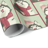 Malamute Winter Pattern Geschenkpapier (Rolleneckpunkt)