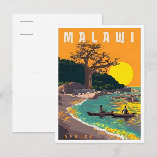 Malawi Afrika Vintage Reise  Postkarte (Vorne/Hinten)