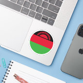 Malawi Flag Round Sticker (Laptop mit iPhone)