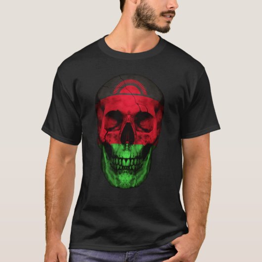 Malawi Flag Skull Malawian Roots Proud Patriotic T-Shirt (Vorderseite)