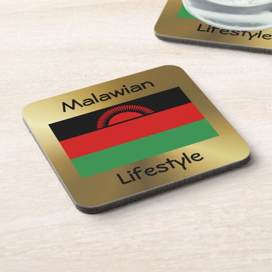 Malawi-Flag+Text-Untersetzer Getränkeuntersetzer (Linke Seite)