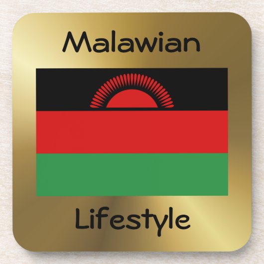 Malawi-Flag+Text-Untersetzer Getränkeuntersetzer (Vorderseite)
