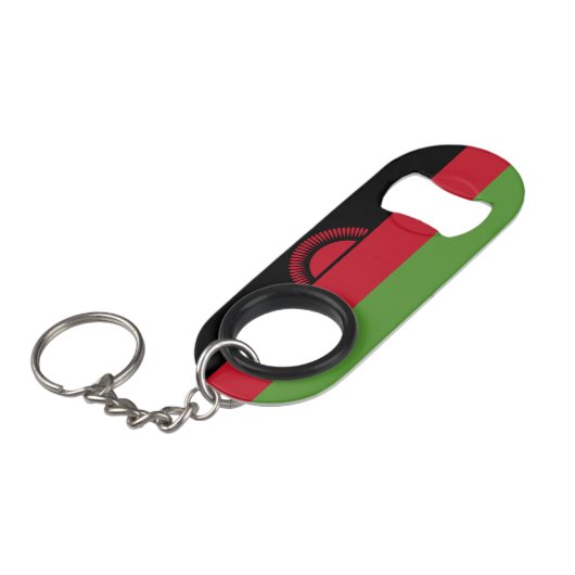 Malawi-Flagge Mini Flaschenöffner (Vorderseite Schrägansicht)